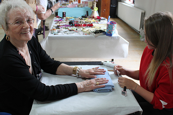 Service user at the Mattie Carwood Centre enjoys a manicure